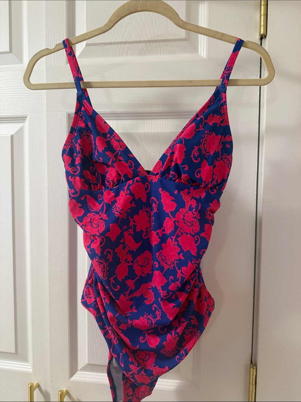 Women’s Pink Floral Print One-Piece Swimsuit - Unbranded